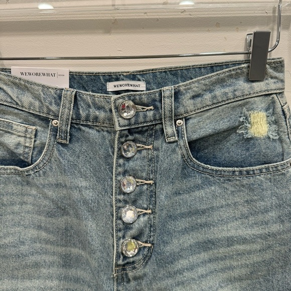 WeWoreWhat The Danielle w/Crystal Buttons Rigid Indigo Jeans Size 27 - Picture 6 of 10